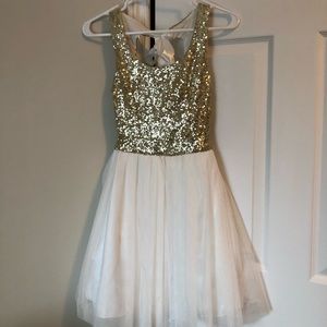 Sparkly gold and white homecoming dress